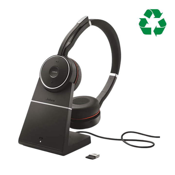 Jabra Evolve 75 UC Stereo Headset with Charging Stand Refurbished Headset Sales Ltd