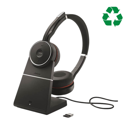 Jabra Evolve 75 UC Stereo Headset with Charging Stand - Refurbished